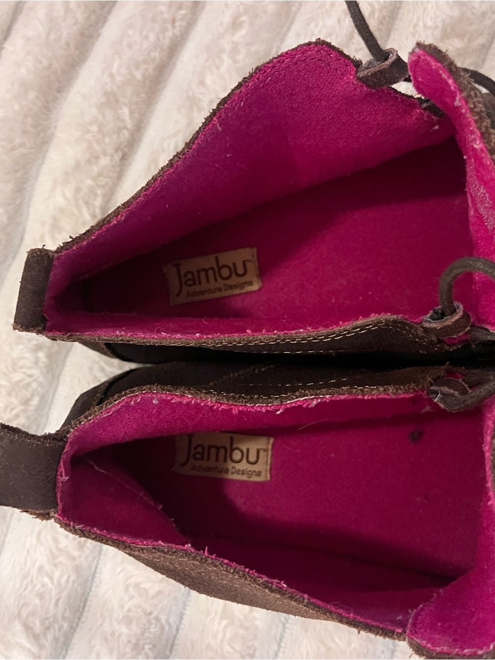 Jambu Brown Suede Lace-Up Ankle Boots with Pink Lining - Picture 5 of 6